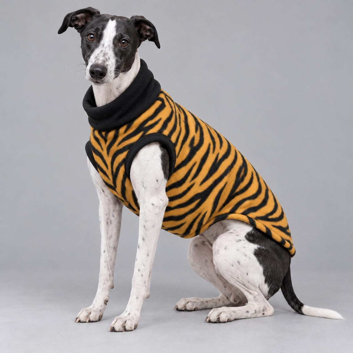 Whippet Fleece Jumper, Sleeveless Dog Coat with Turtle Neck, Two Tone Anti Pill Fleece, Handmade Dog Clothing