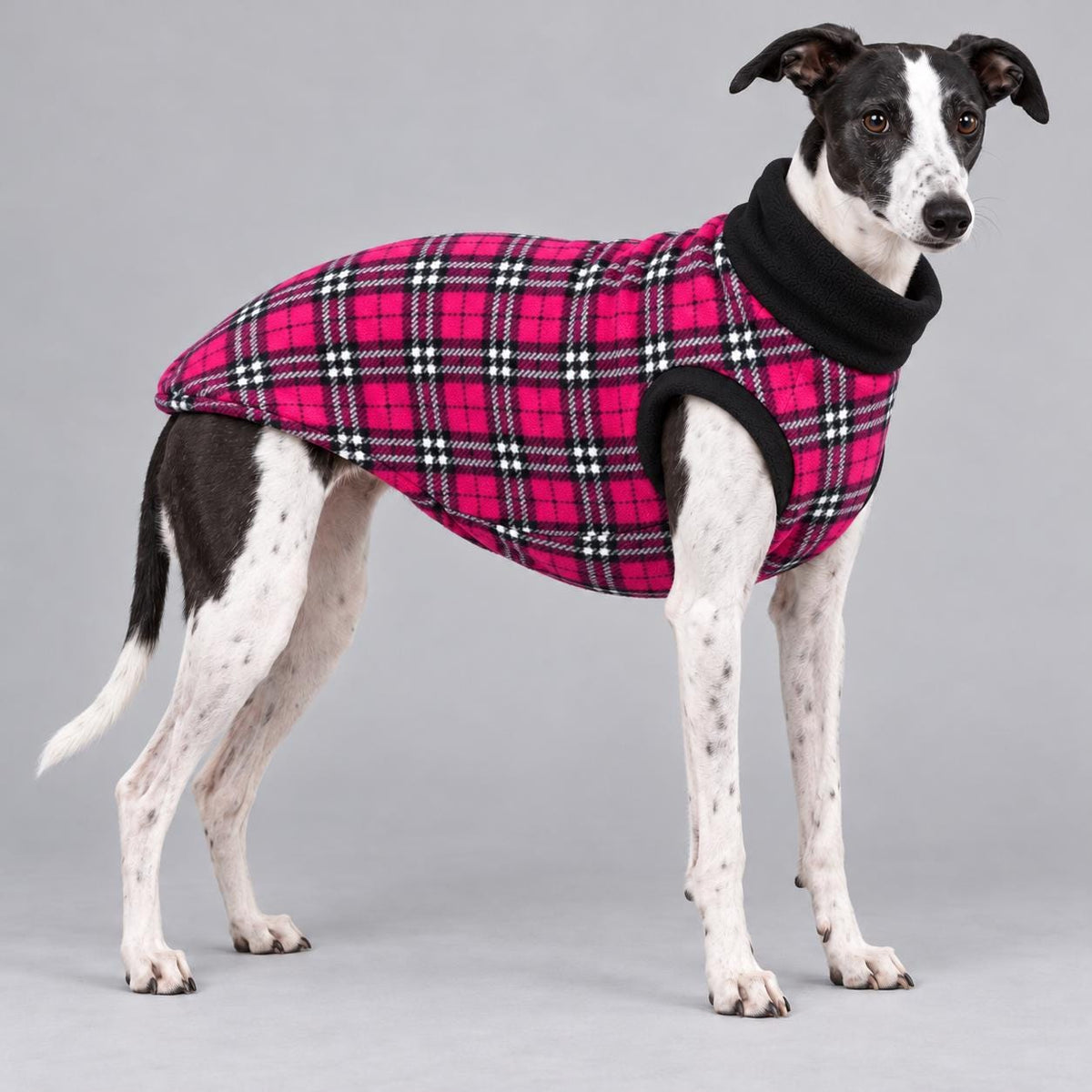 Whippet Fleece Jumper, Sleeveless Dog Coat with Turtle Neck, Two Tone Anti Pill Fleece, Handmade Dog Clothing