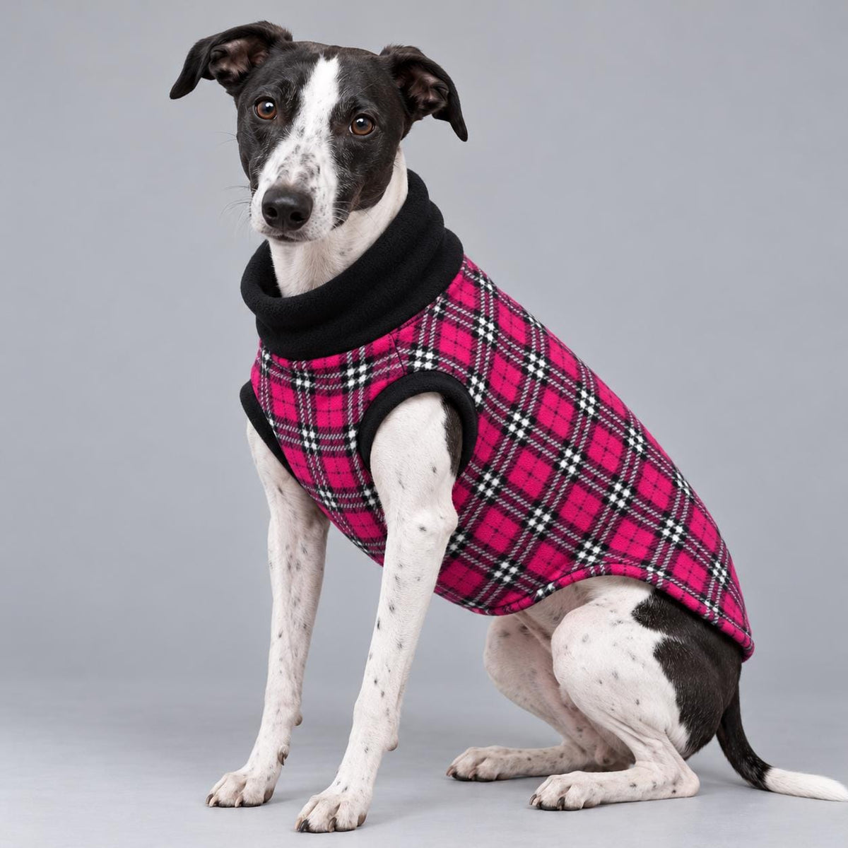 Whippet Fleece Jumper, Sleeveless Dog Coat with Turtle Neck, Two Tone Anti Pill Fleece, Handmade Dog Clothing