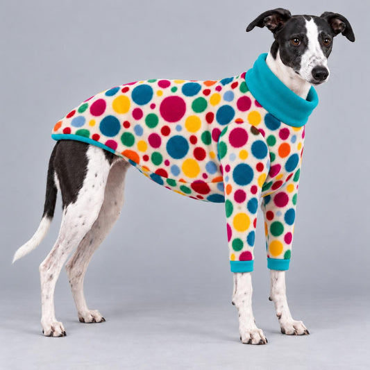 Whippet Fleece Jumper with Sleeves, Turtle Neck Dog Coat, Warm Winter Pyjamas for Sighthounds Greyhound Clothes