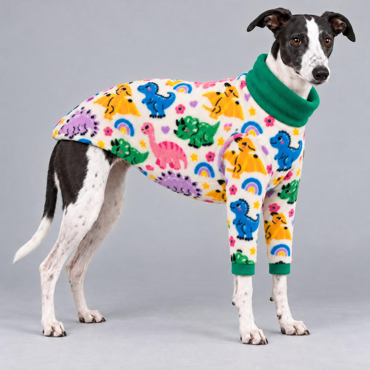 Whippet Fleece Jumper with Sleeves, Turtle Neck Dog Coat, Warm Winter Pyjamas for Sighthounds Greyhound Clothes
