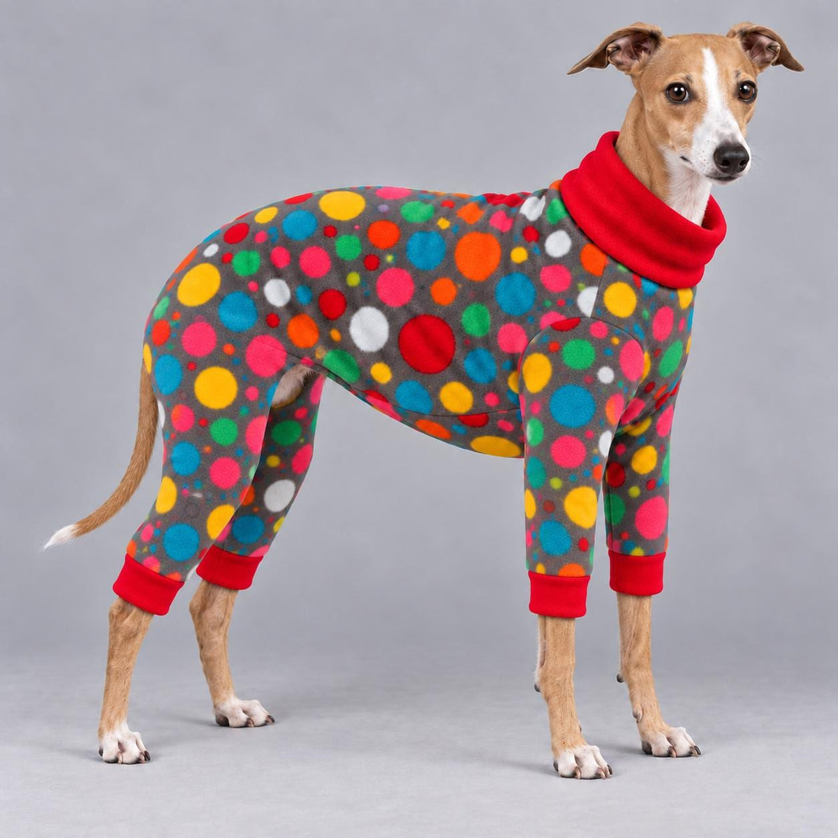 Italian Greyhound Fleece Onesie, Four-Leg Dog Pyjamas with Roll Neck, Warm Iggy Winter Clothes, Handmade Sighthound Jumper