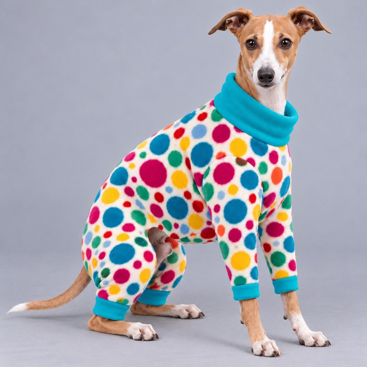 Italian Greyhound Fleece Onesie, Four-Leg Dog Pyjamas with Roll Neck, Warm Iggy Winter Clothes, Handmade Sighthound Jumper