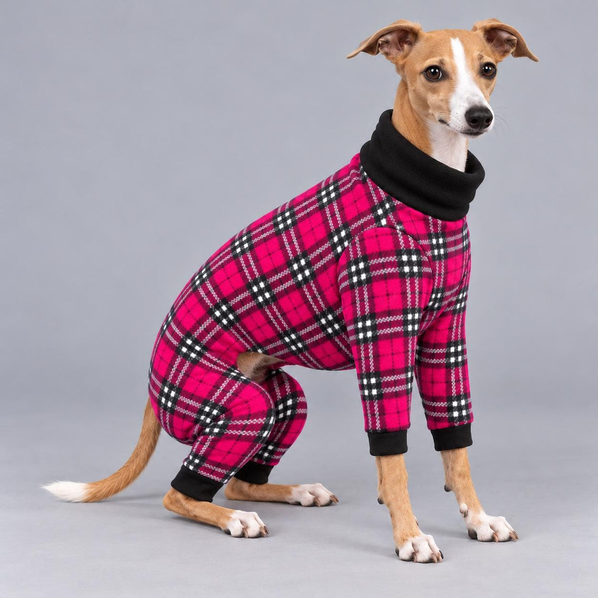 Italian Greyhound Fleece Onesie, Four-Leg Dog Pyjamas with Roll Neck, Warm Iggy Winter Clothes, Handmade Sighthound Jumper