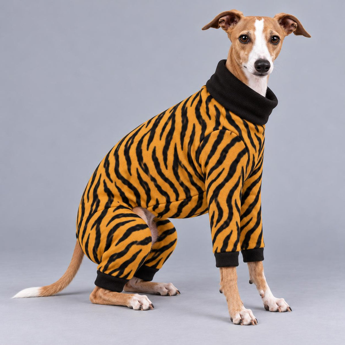 Italian Greyhound Fleece Onesie, Four-Leg Dog Pyjamas with Roll Neck, Warm Iggy Winter Clothes, Handmade Sighthound Jumper
