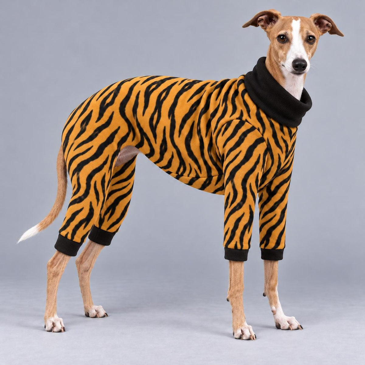 Italian Greyhound Fleece Onesie, Four-Leg Dog Pyjamas with Roll Neck, Warm Iggy Winter Clothes, Handmade Sighthound Jumper