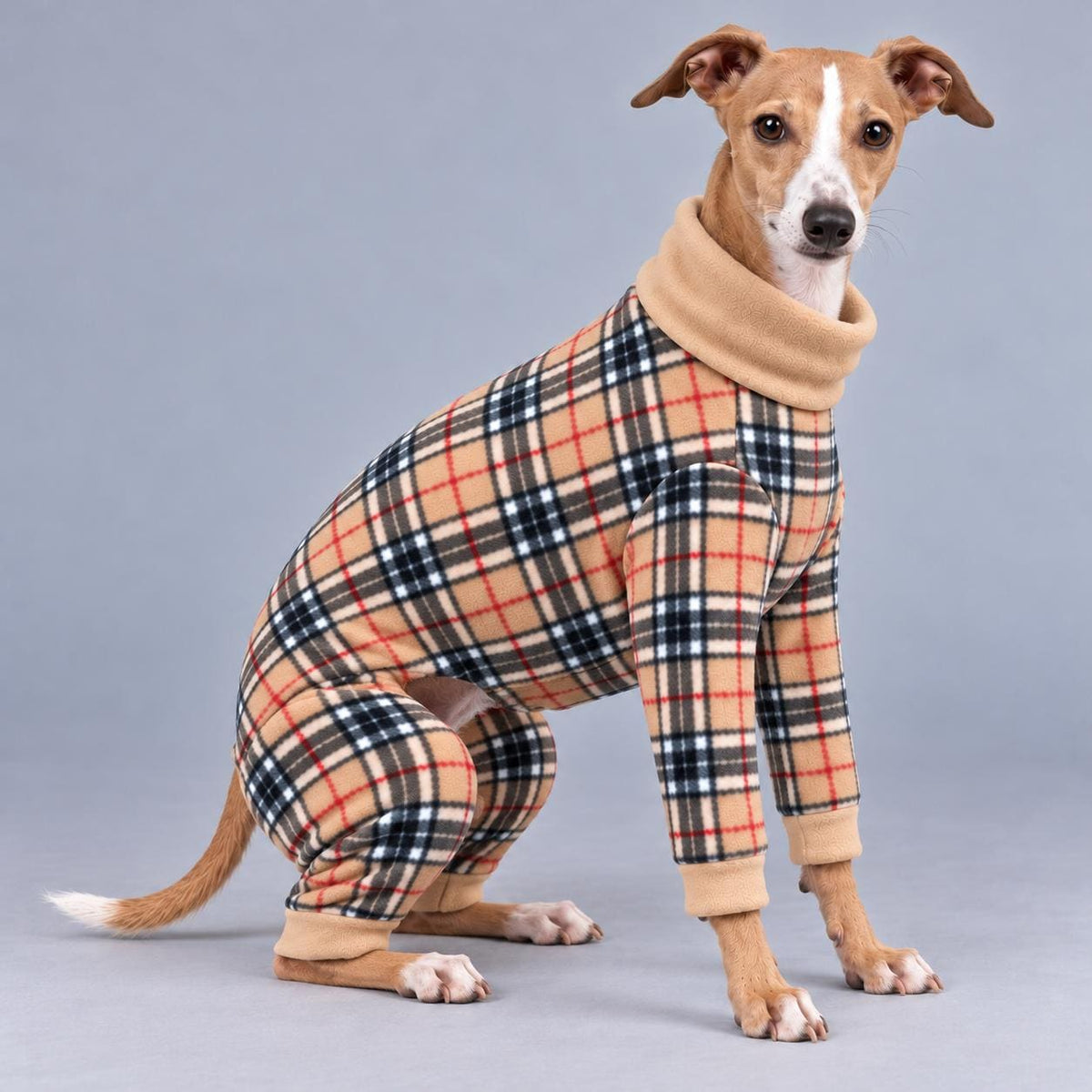 Italian Greyhound Fleece Onesie, Four-Leg Dog Pyjamas with Roll Neck, Warm Iggy Winter Clothes, Handmade Sighthound Jumper