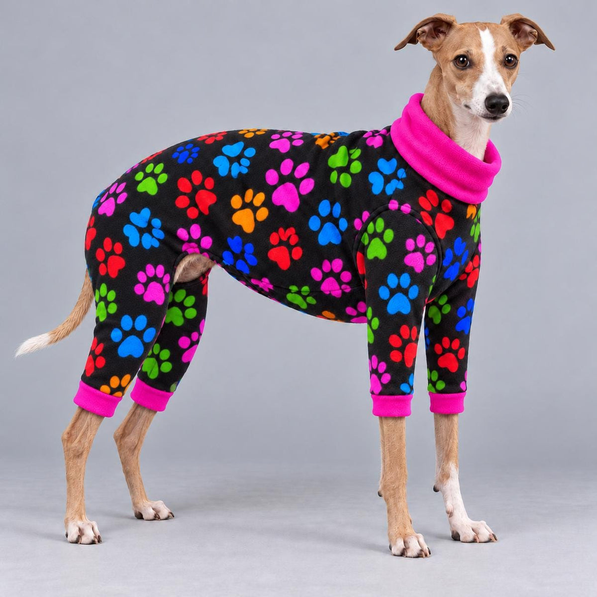 Italian Greyhound Fleece Onesie, Four-Leg Dog Pyjamas with Roll Neck, Warm Iggy Winter Clothes, Handmade Sighthound Jumper