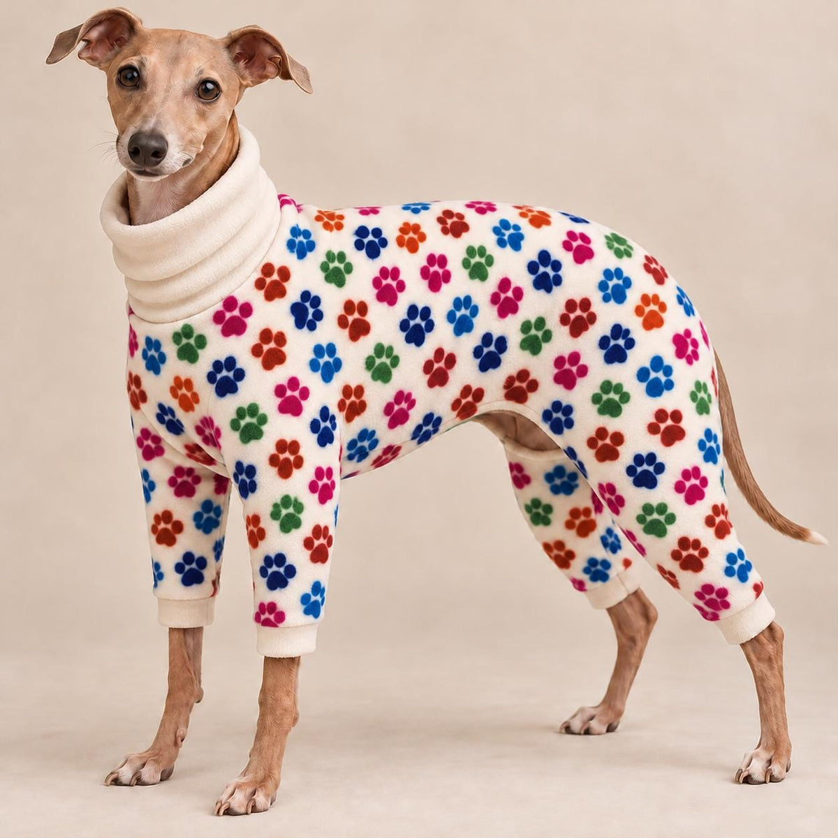 Italian Greyhound Fleece Onesie, Four-Leg Dog Pyjamas with Roll Neck, Warm Iggy Winter Clothes, Handmade Sighthound Jumper