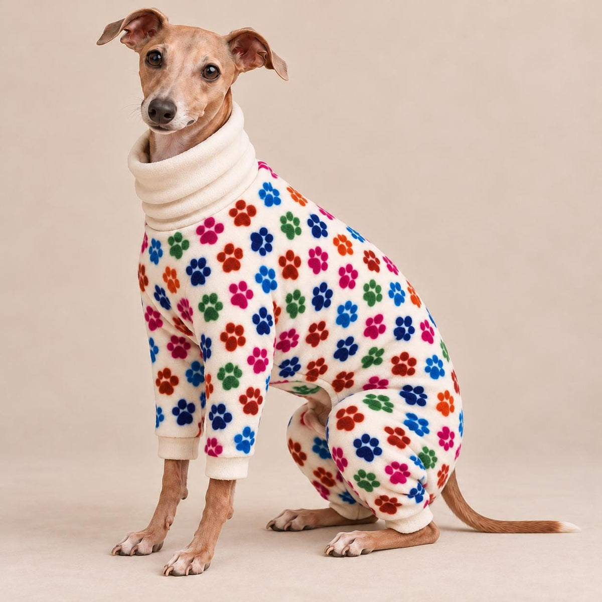 Italian Greyhound Fleece Onesie, Four-Leg Dog Pyjamas with Roll Neck, Warm Iggy Winter Clothes, Handmade Sighthound Jumper