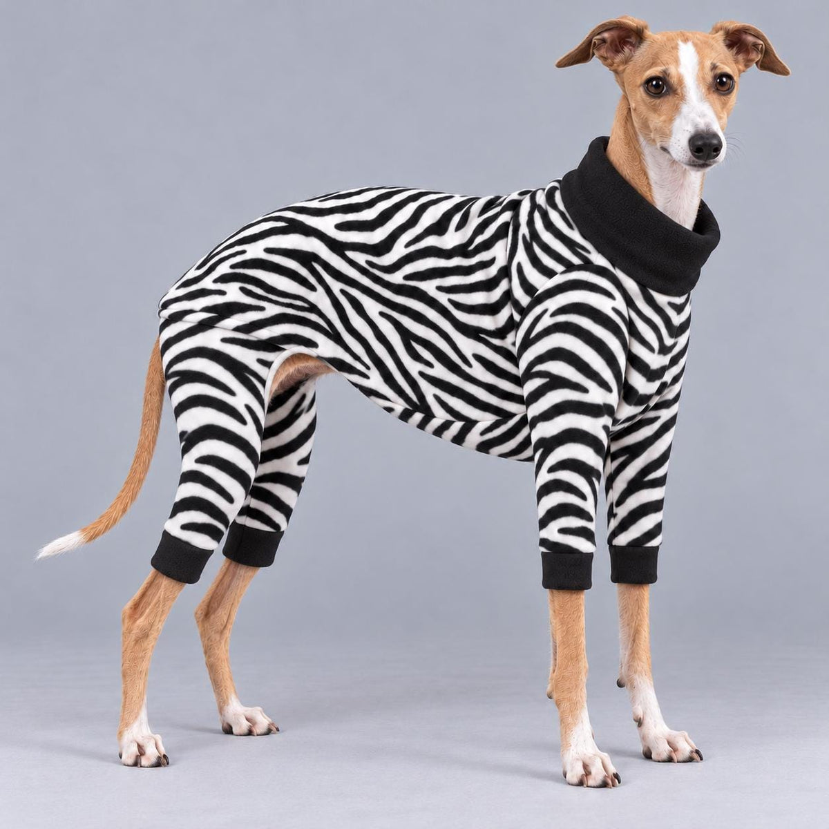 Italian Greyhound Fleece Onesie, Four-Leg Dog Pyjamas with Roll Neck, Warm Iggy Winter Clothes, Handmade Sighthound Jumper