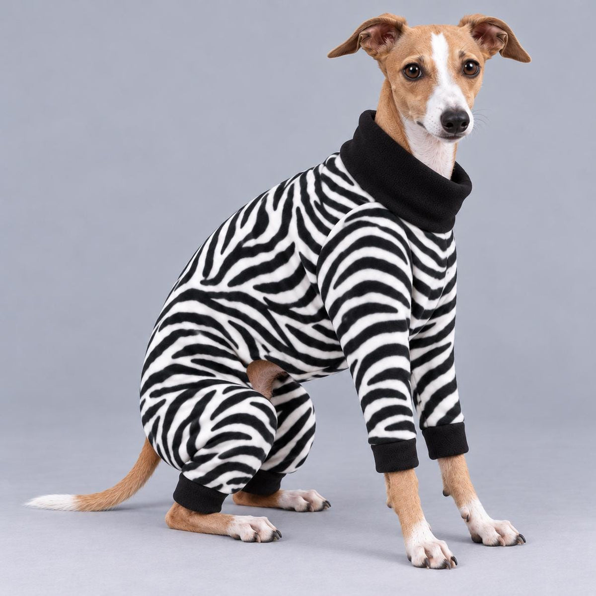 Italian Greyhound Fleece Onesie, Four-Leg Dog Pyjamas with Roll Neck, Warm Iggy Winter Clothes, Handmade Sighthound Jumper