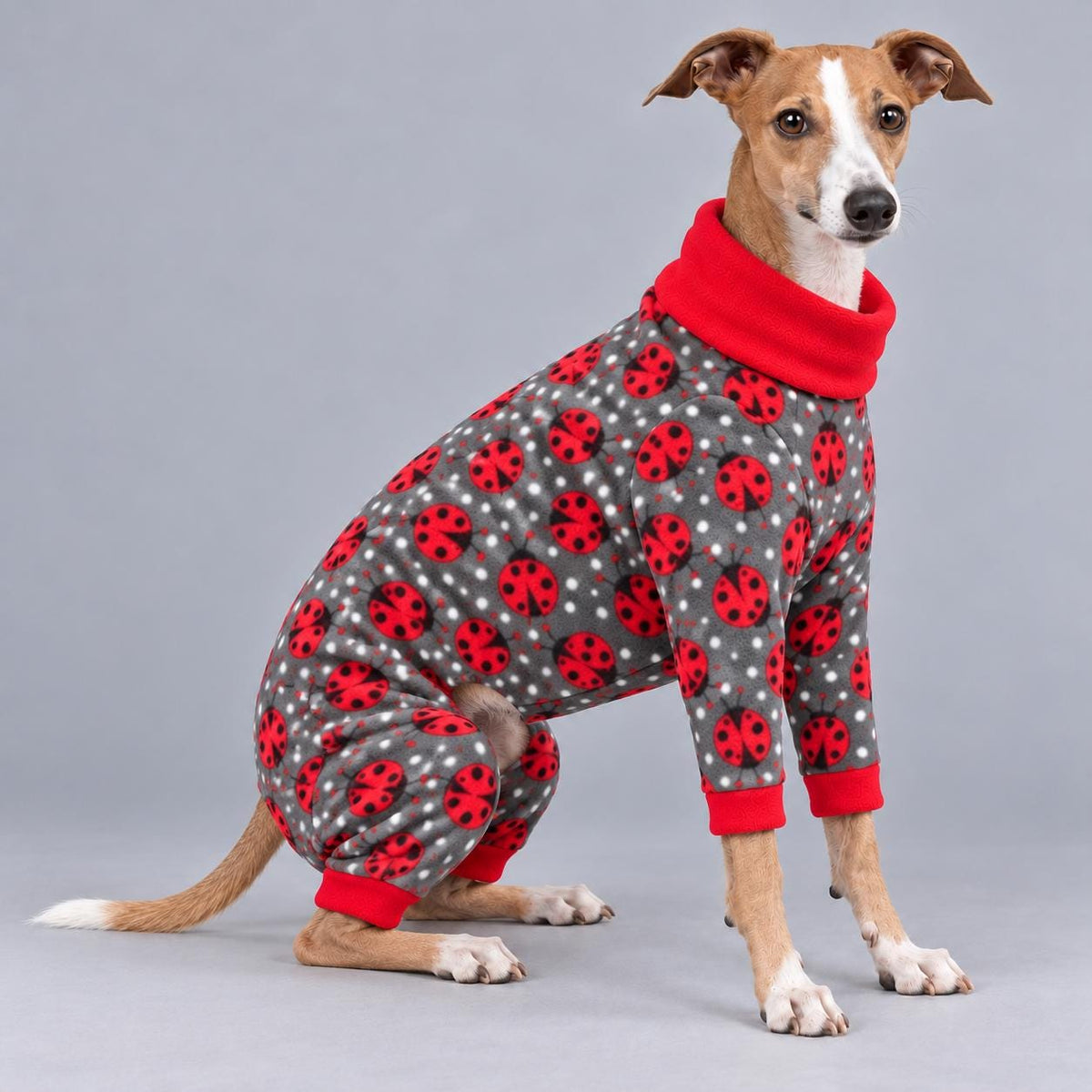 Italian Greyhound Fleece Onesie, Four-Leg Dog Pyjamas with Roll Neck, Warm Iggy Winter Clothes, Handmade Sighthound Jumper