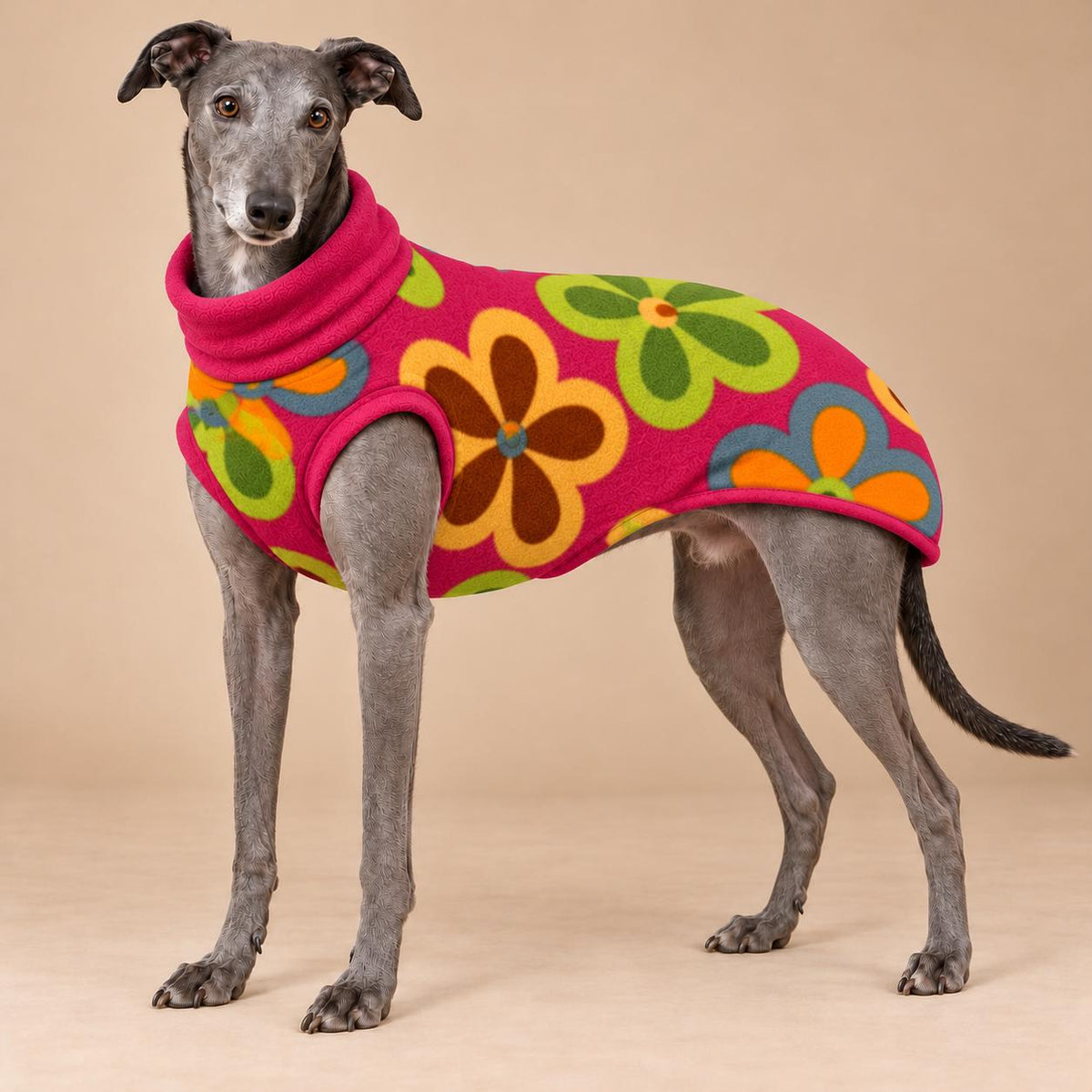English Greyhound Fleece Jumper, Turtle Neck Dog Pyjamas, Greyhound Winter Top, Soft Fleece Greyhound Clothes