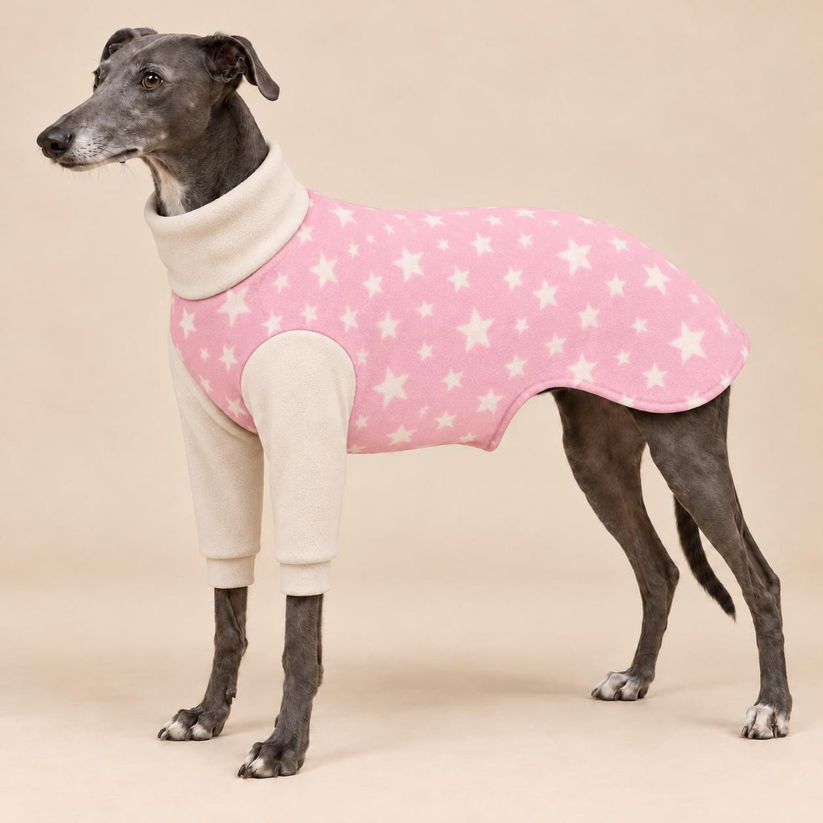 English Greyhound Fleece Jumper, Turtle Neck Dog Pyjamas, Greyhound Winter Top, Soft Fleece Greyhound Clothes