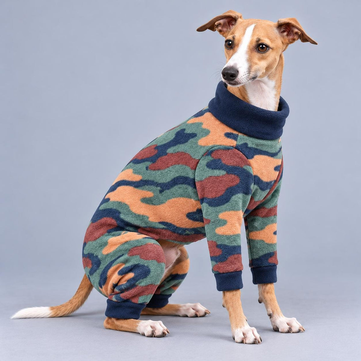 Italian Greyhound Fleece Onesie, Four-Leg Dog Pyjamas with Roll Neck, Warm Iggy Winter Clothes, Handmade Sighthound Jumper