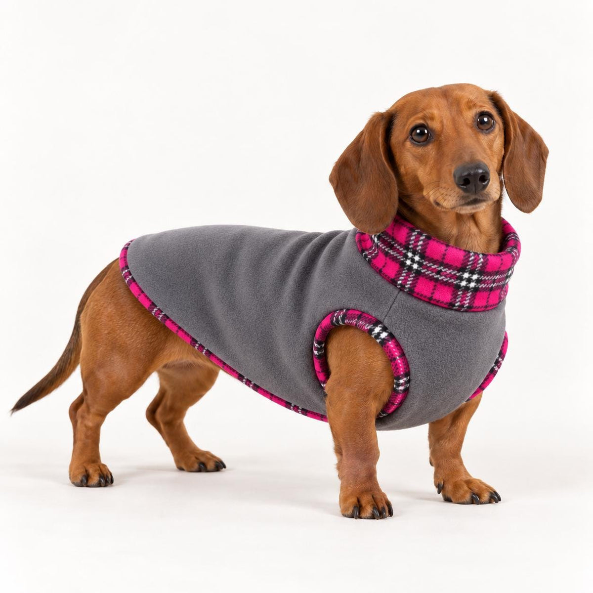 Handmade Two Tone Fleece Jumper For Sausage Dog, Warm Dachshund Coat, Small to Large Dog Clothing