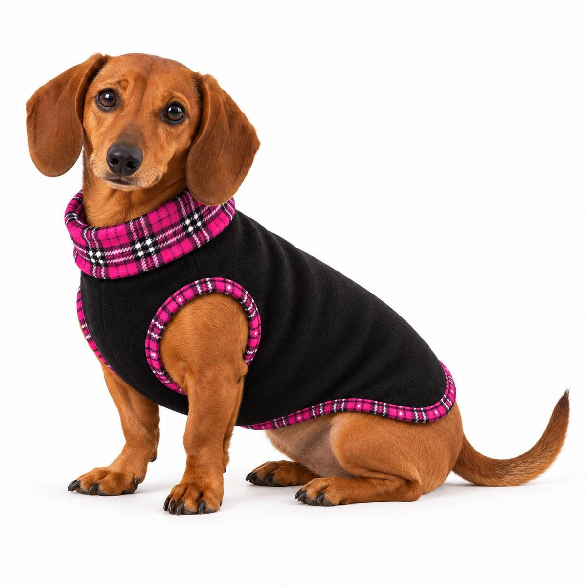 Handmade Two Tone Fleece Jumper For Sausage Dog, Warm Dachshund Coat, Small to Large Dog Clothing