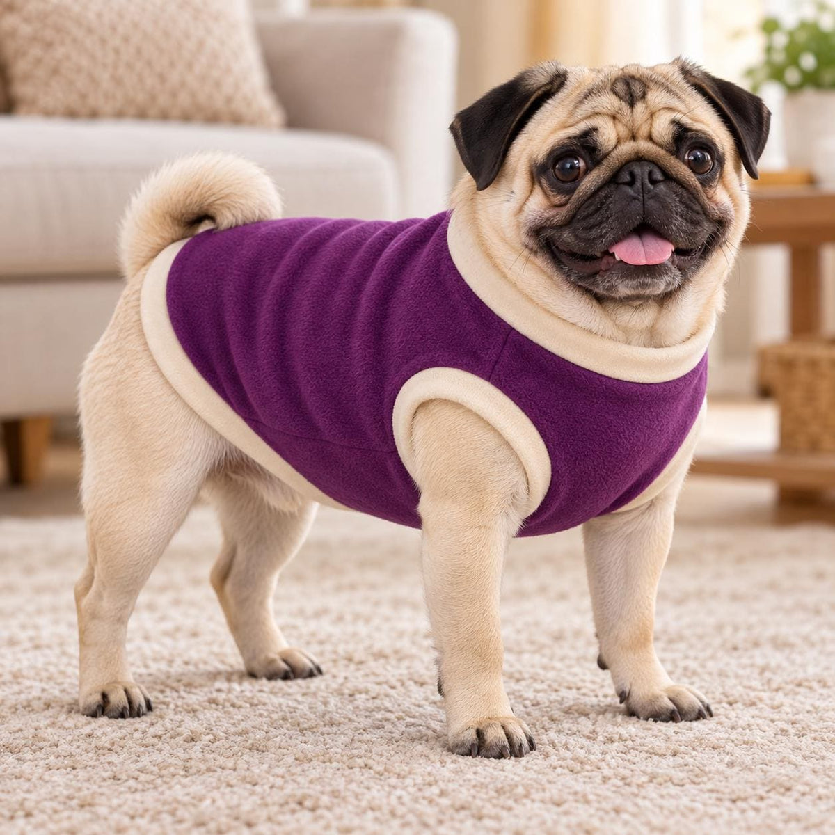 Fleece Dog Vest Designed for Pugs, Frenchie, Bulldogs Sleeveless Pullover for similar compact, deep-chested breeds. | Warm Dog Jumper
