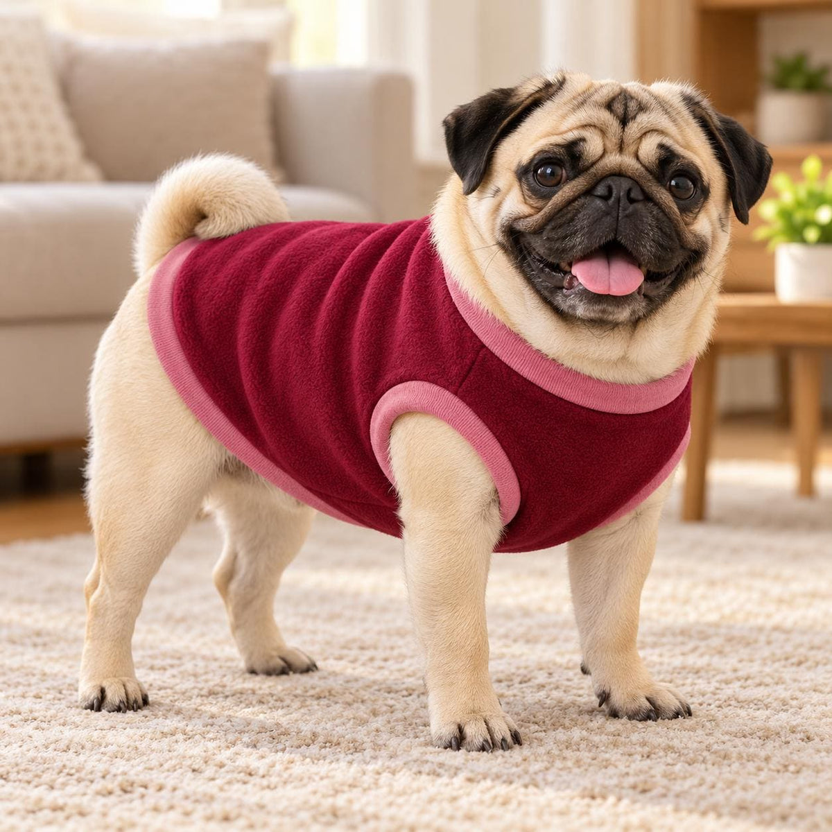 Fleece Dog Vest Designed for Pugs, Frenchie, Bulldogs Sleeveless Pullover for similar compact, deep-chested breeds. | Warm Dog Jumper