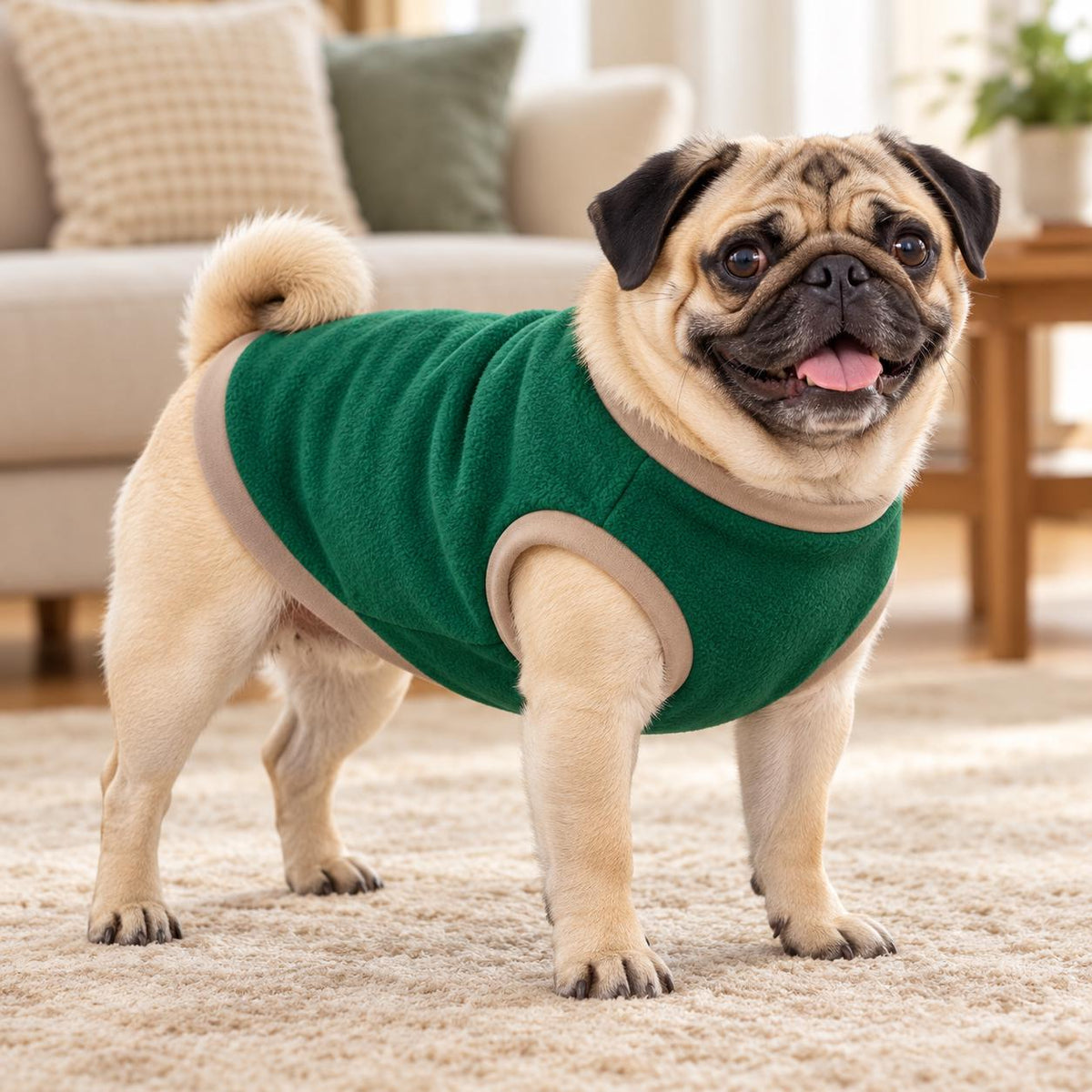 Fleece Dog Vest Designed for Pugs, Frenchie, Bulldogs Sleeveless Pullover for similar compact, deep-chested breeds. | Warm Dog Jumper