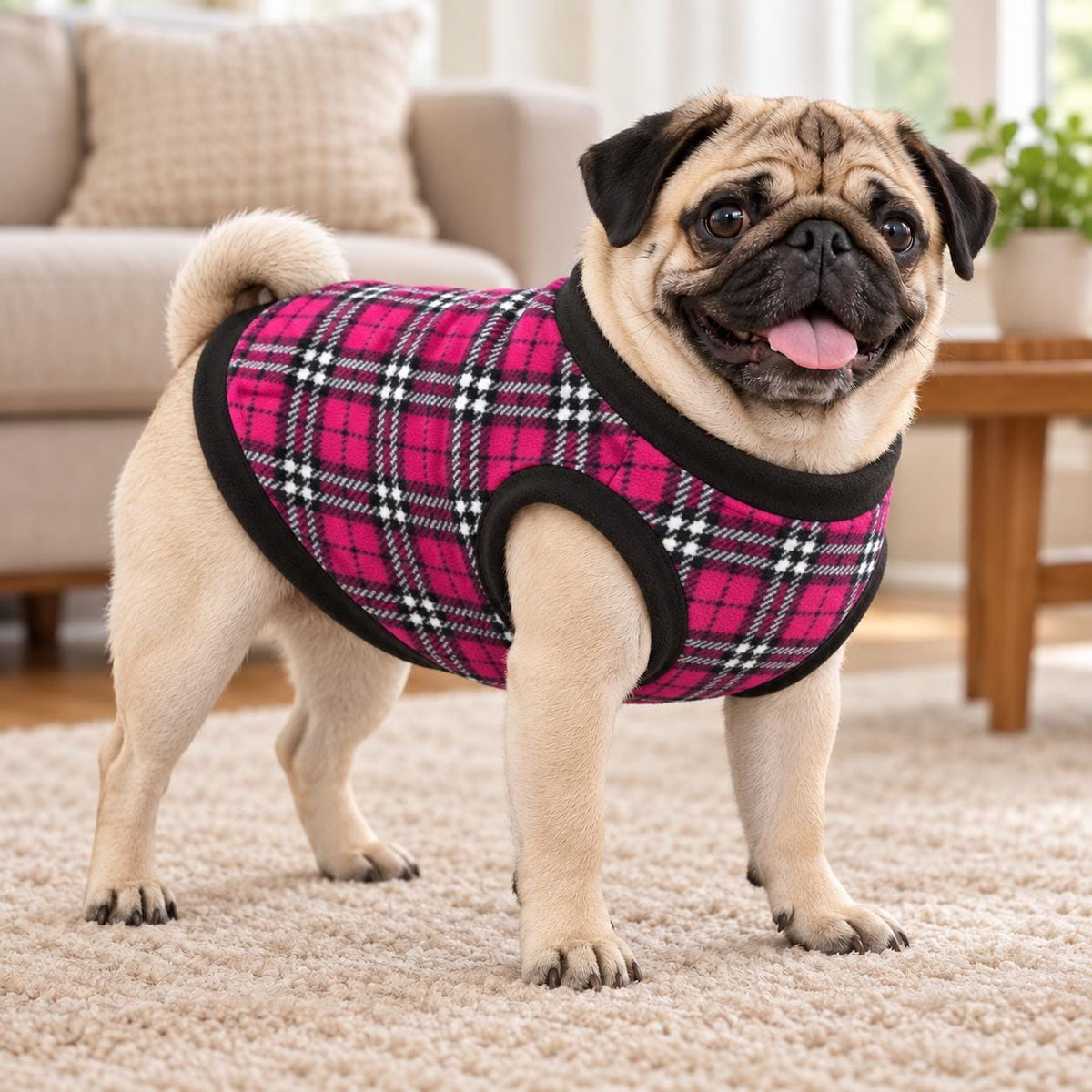 Fleece Dog Vest Designed for Pugs, Frenchie, Bulldogs Sleeveless Pullover for similar compact, deep-chested breeds. | Warm Dog Jumper