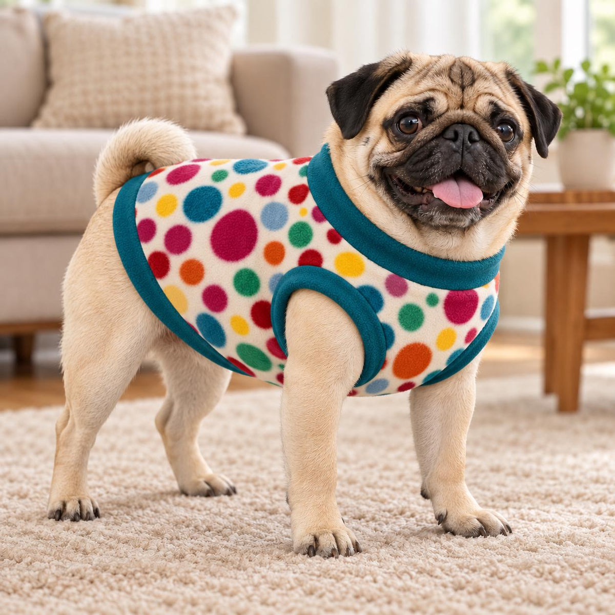 Fleece Dog Vest Designed for Pugs, Frenchie, Bulldogs Sleeveless Pullover for similar compact, deep-chested breeds. | Warm Dog Jumper