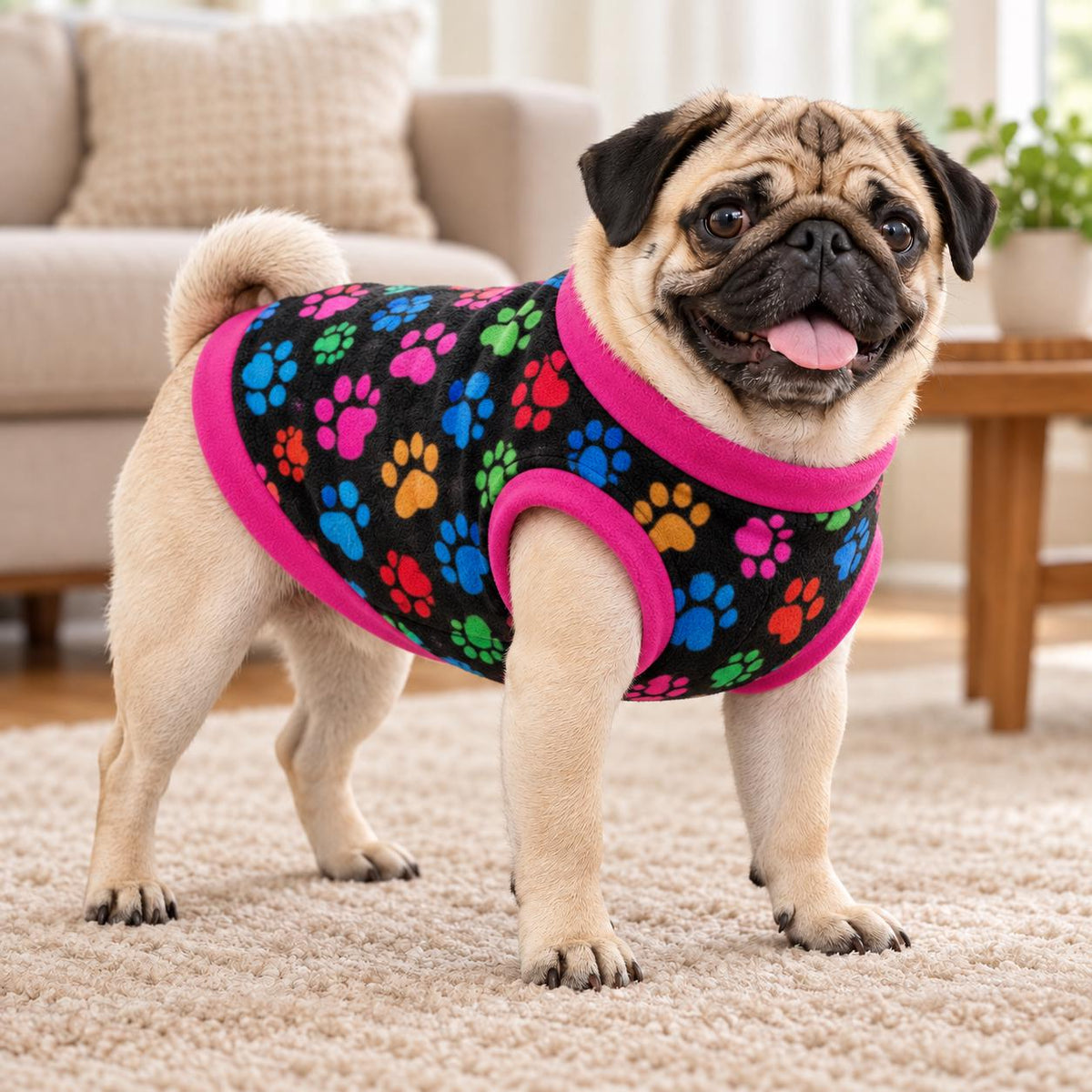 Fleece Dog Vest Designed for Pugs, Frenchie, Bulldogs Sleeveless Pullover for similar compact, deep-chested breeds. | Warm Dog Jumper