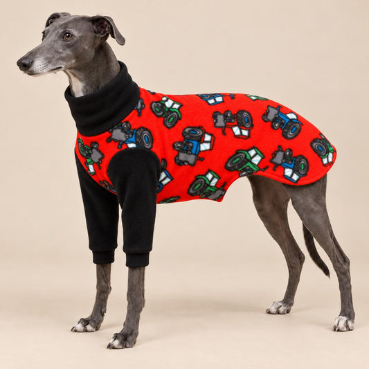 English Greyhound Fleece Jumper, Turtle Neck Dog Pyjamas, Greyhound Winter Top, Soft Fleece Greyhound Clothes