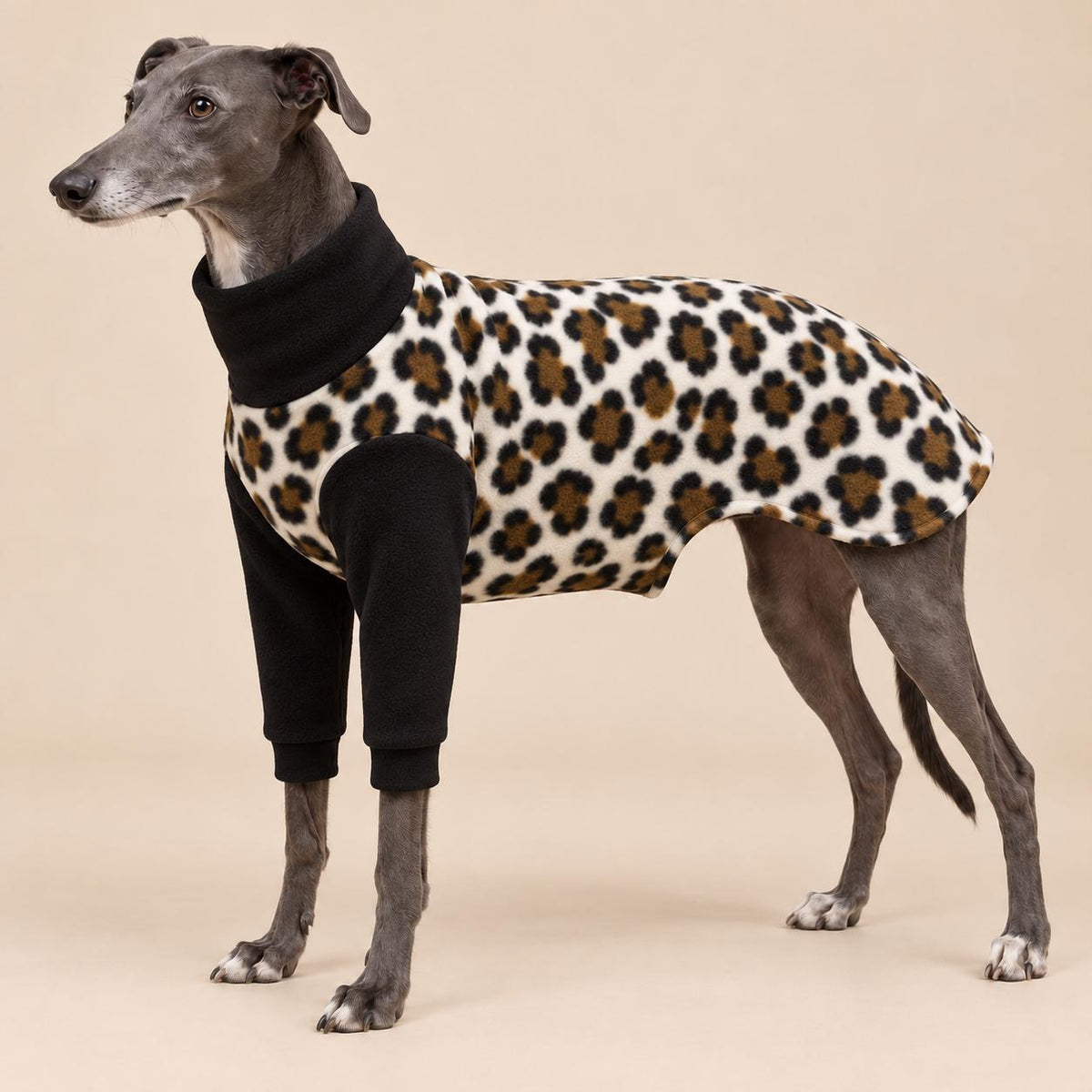 English Greyhound Fleece Jumper, Turtle Neck Dog Pyjamas, Greyhound Winter Top, Soft Fleece Greyhound Clothes