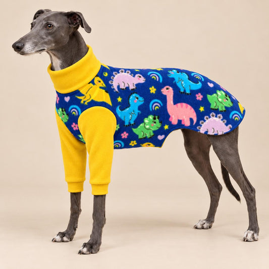 English Greyhound Fleece Jumper, Turtle Neck Dog Pyjamas, Greyhound Winter Top, Soft Fleece Greyhound Clothes