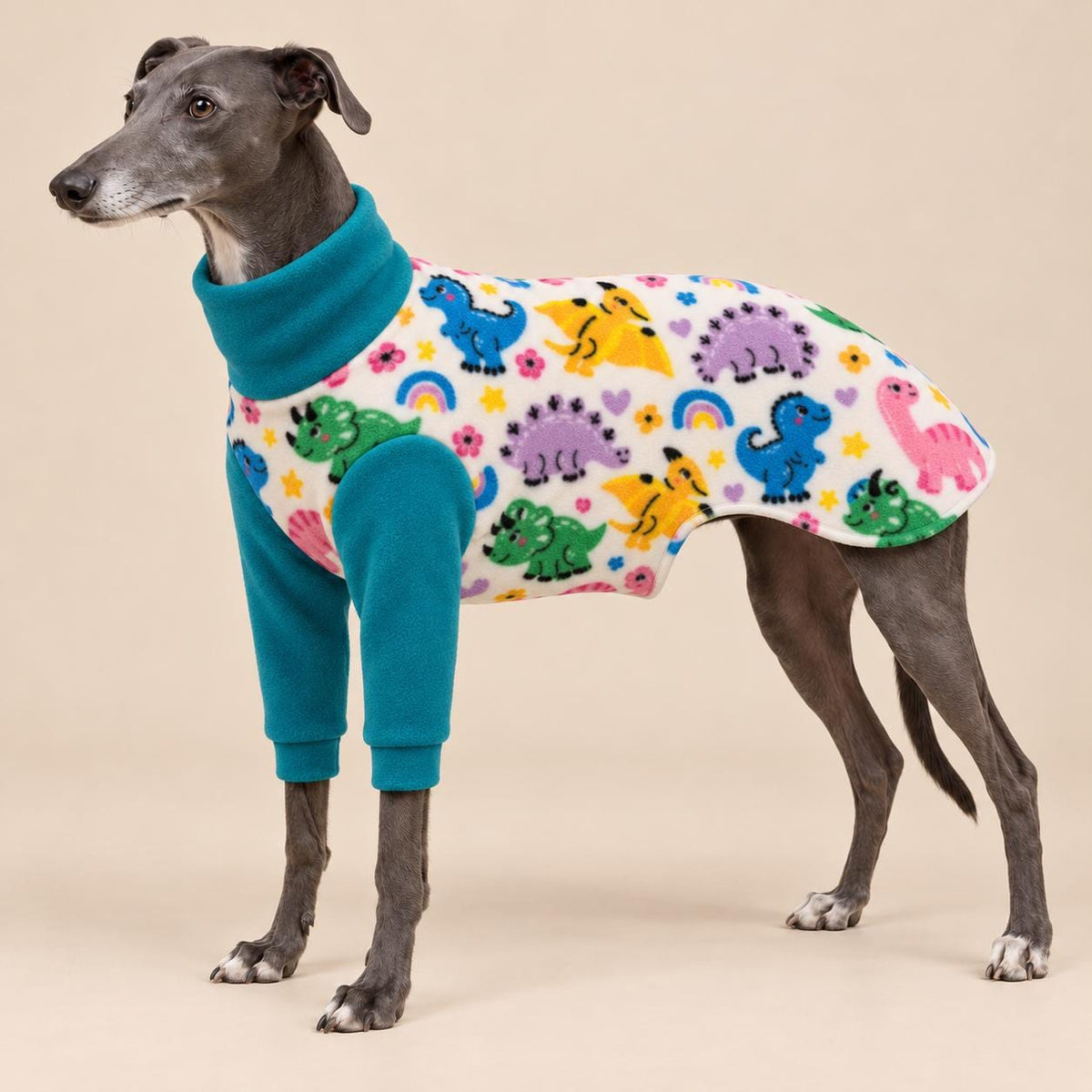 English Greyhound Fleece Jumper, Turtle Neck Dog Pyjamas, Greyhound Winter Top, Soft Fleece Greyhound Clothes
