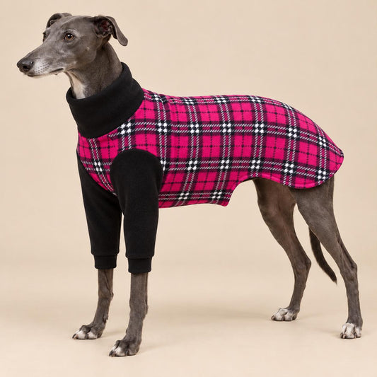 English Greyhound Fleece Jumper, Turtle Neck Dog Pyjamas, Greyhound Winter Top, Soft Fleece Greyhound Clothes