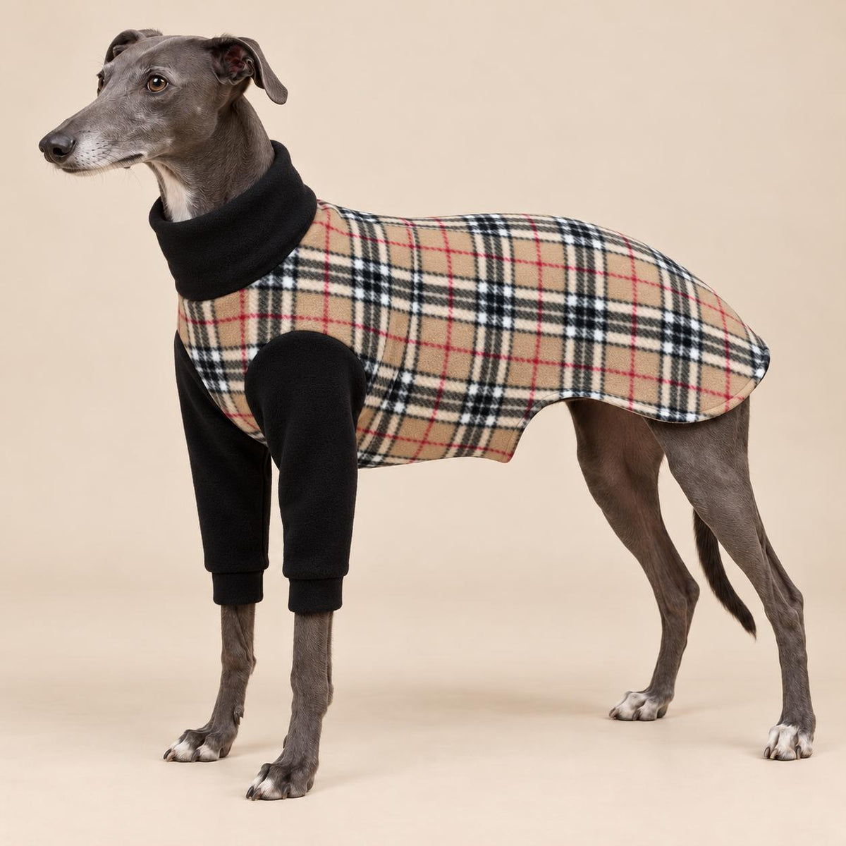 English Greyhound Fleece Jumper, Turtle Neck Dog Pyjamas, Greyhound Winter Top, Soft Fleece Greyhound Clothes