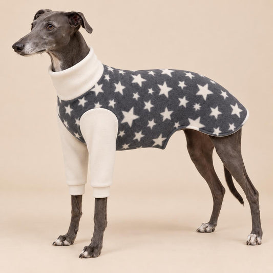 English Greyhound Fleece Jumper, Turtle Neck Dog Pyjamas, Greyhound Winter Top, Soft Fleece Greyhound Clothes