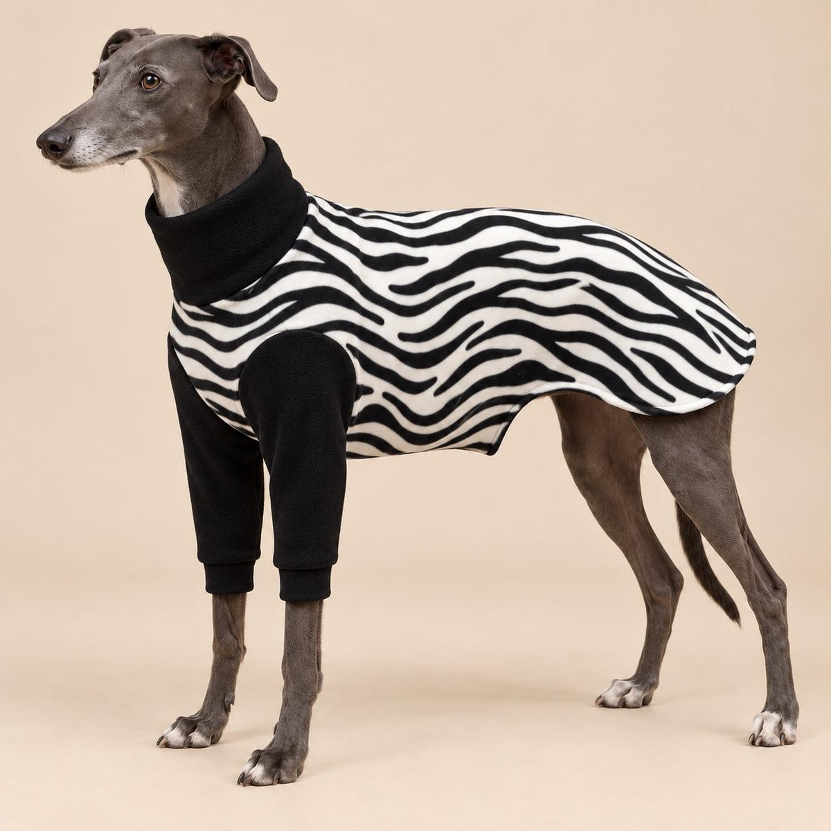 English Greyhound Fleece Jumper, Turtle Neck Dog Pyjamas, Greyhound Winter Top, Soft Fleece Greyhound Clothes