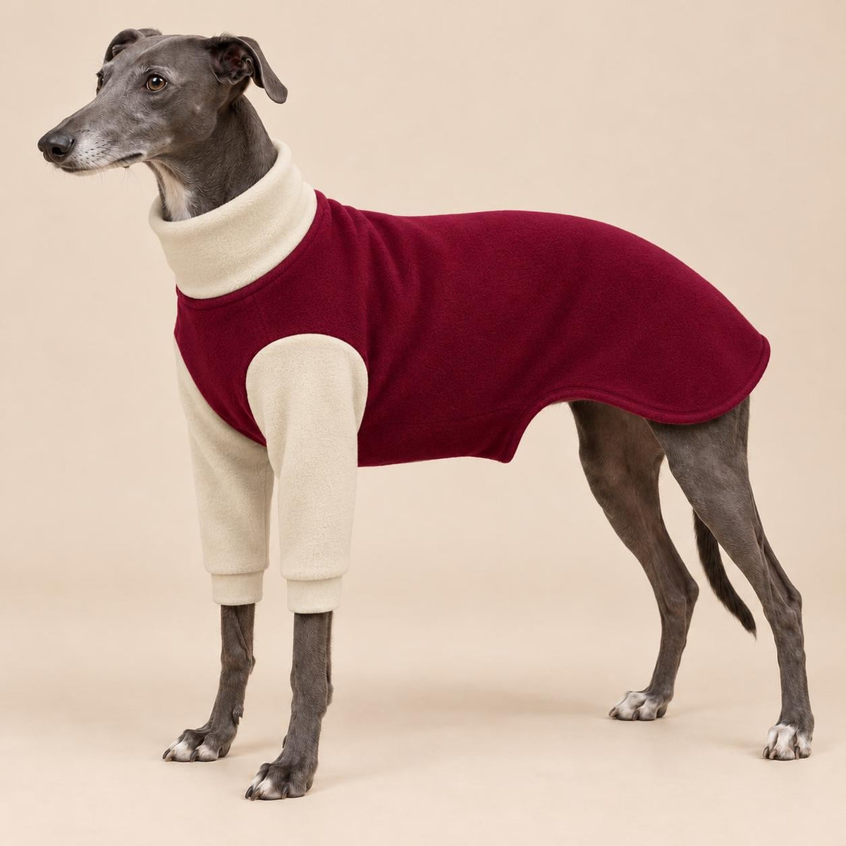 English Greyhound Fleece Jumper, Turtle Neck Dog Pyjamas, Greyhound Winter Top, Soft Fleece Greyhound Clothes