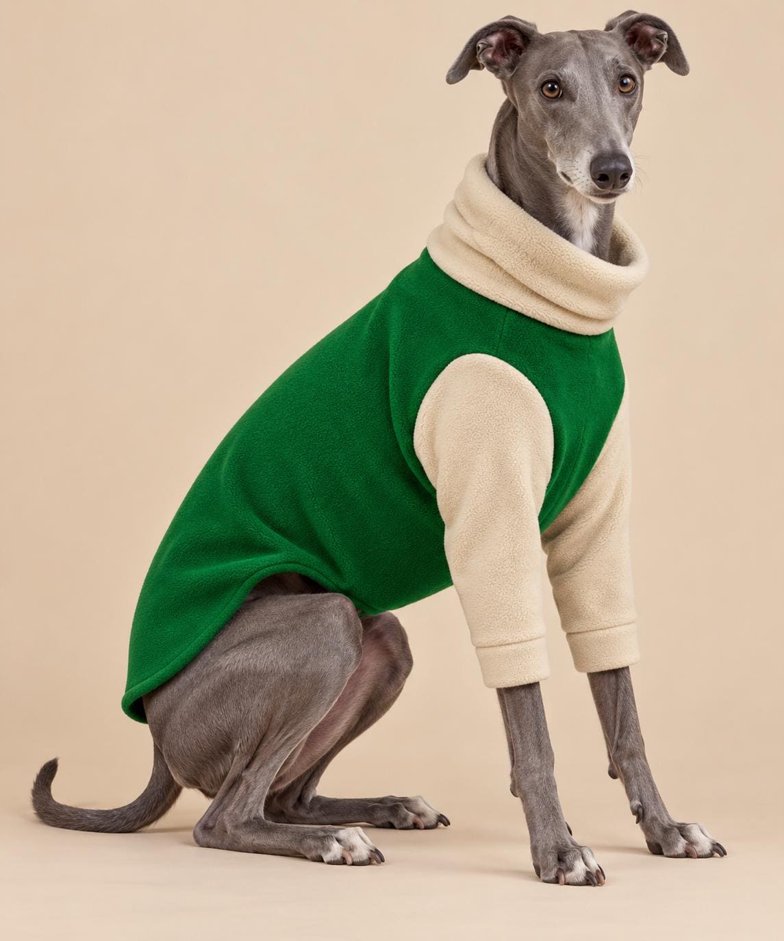 English Greyhound Fleece Jumper, Turtle Neck Dog Pyjamas, Greyhound Winter Top, Soft Fleece Greyhound Clothes