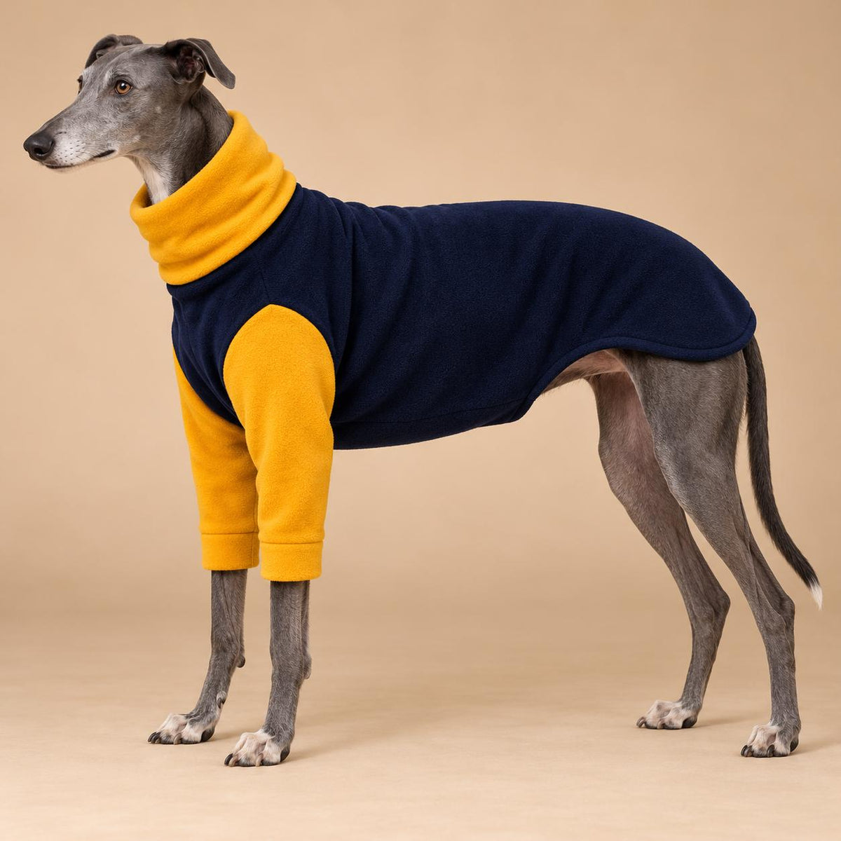 English Greyhound Fleece Jumper, Turtle Neck Dog Pyjamas, Greyhound Winter Top, Soft Fleece Greyhound Clothes