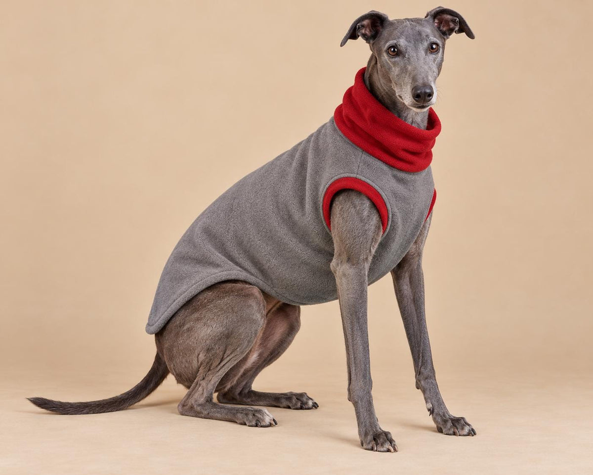 English Greyhound Fleece Jumper, Turtle Neck Dog Pyjamas, Greyhound Winter Top, Soft Fleece Greyhound Clothes