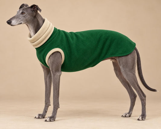 English Greyhound Fleece Jumper, Turtle Neck Dog Pyjamas, Greyhound Winter Top, Soft Fleece Greyhound Clothes