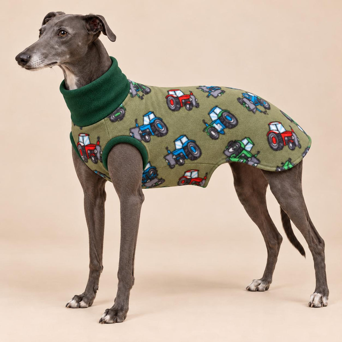 English Greyhound Fleece Jumper, Turtle Neck Dog Pyjamas, Greyhound Winter Top, Soft Fleece Greyhound Clothes