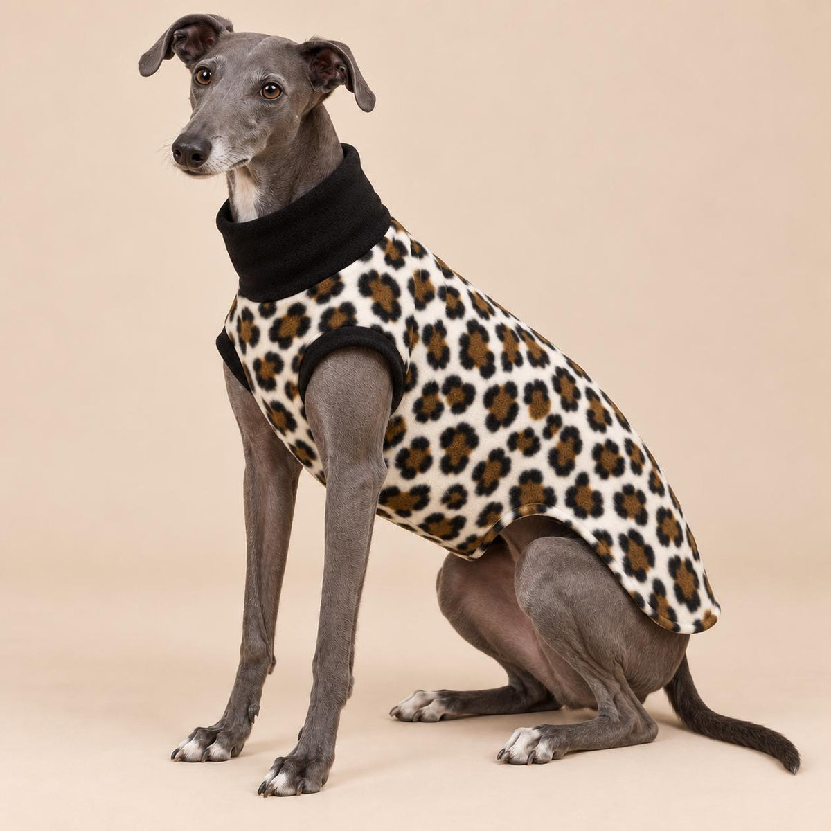 English Greyhound Fleece Jumper, Turtle Neck Dog Pyjamas, Greyhound Winter Top, Soft Fleece Greyhound Clothes