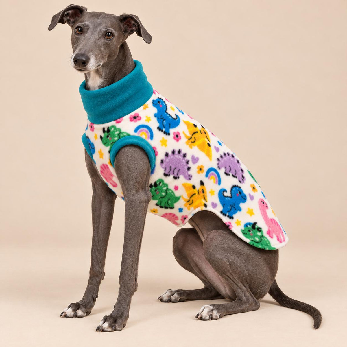 English Greyhound Fleece Jumper, Turtle Neck Dog Pyjamas, Greyhound Winter Top, Soft Fleece Greyhound Clothes