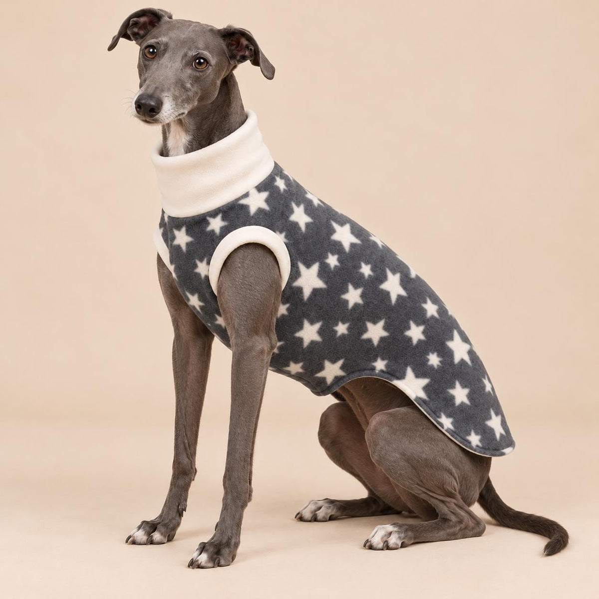English Greyhound Fleece Jumper, Turtle Neck Dog Pyjamas, Greyhound Winter Top, Soft Fleece Greyhound Clothes