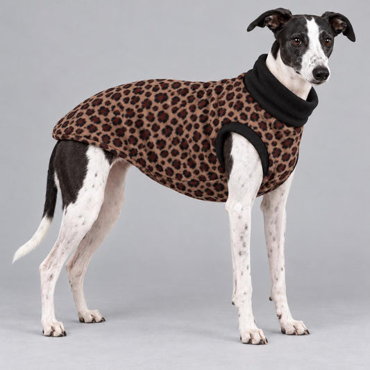 Whippet Fleece Jumper, Sleeveless Dog Coat with Turtle Neck, Two Tone Anti Pill Fleece, Handmade Dog Clothing