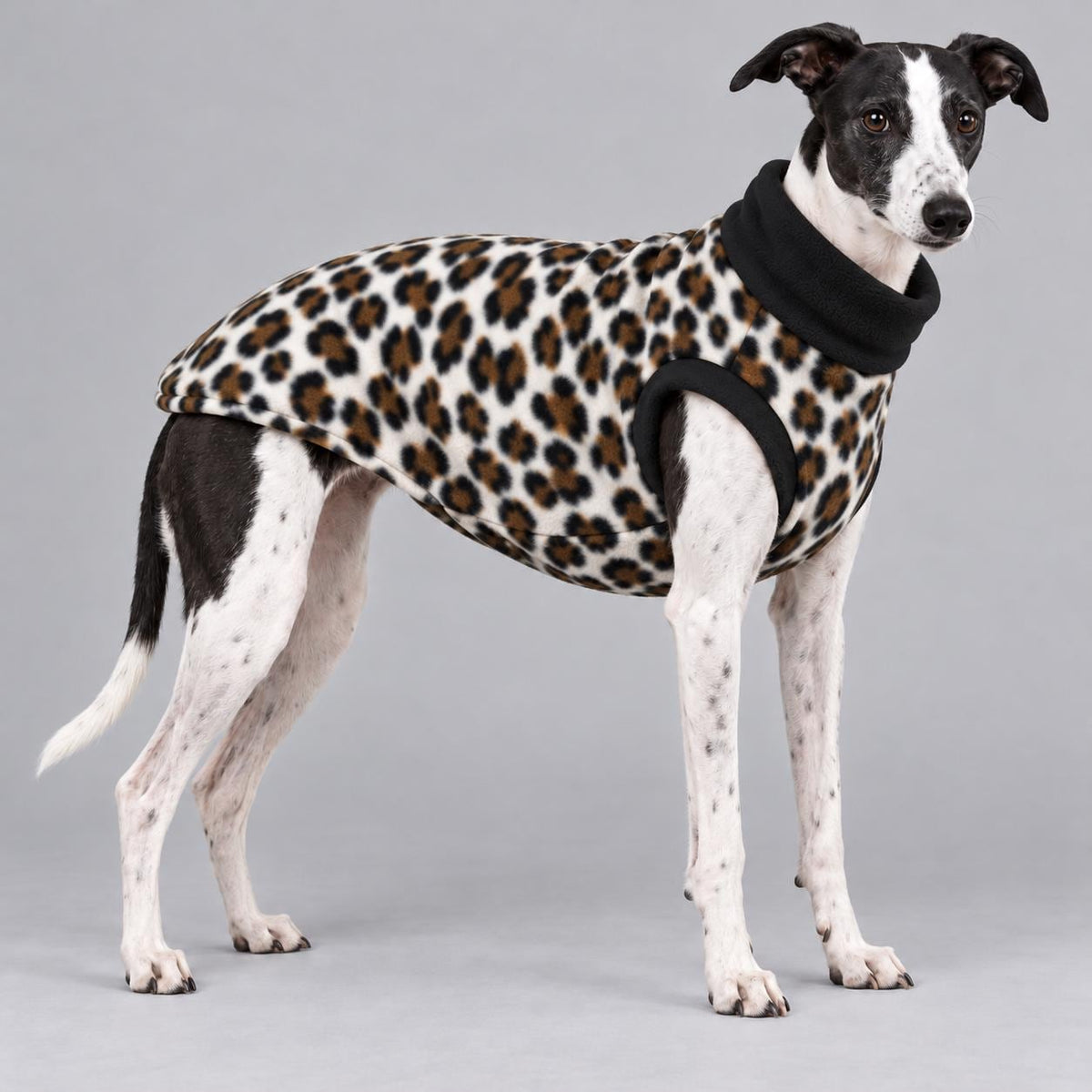 Whippet Fleece Jumper, Sleeveless Dog Coat with Turtle Neck, Two Tone Anti Pill Fleece, Handmade Dog Clothing
