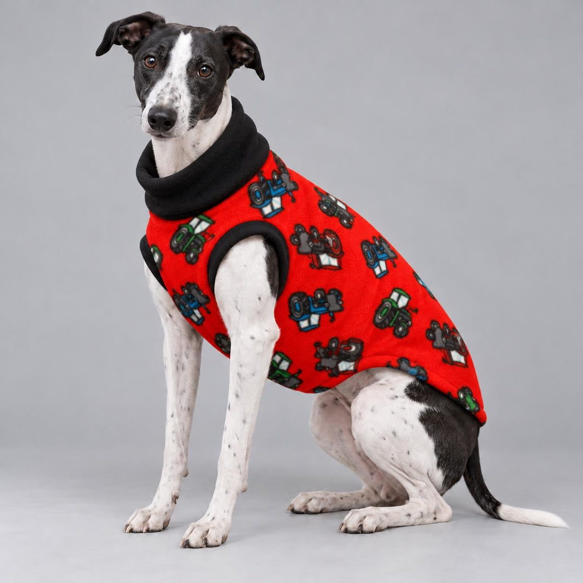 Whippet Fleece Jumper, Sleeveless Dog Coat with Turtle Neck, Two Tone Anti Pill Fleece, Handmade Dog Clothing