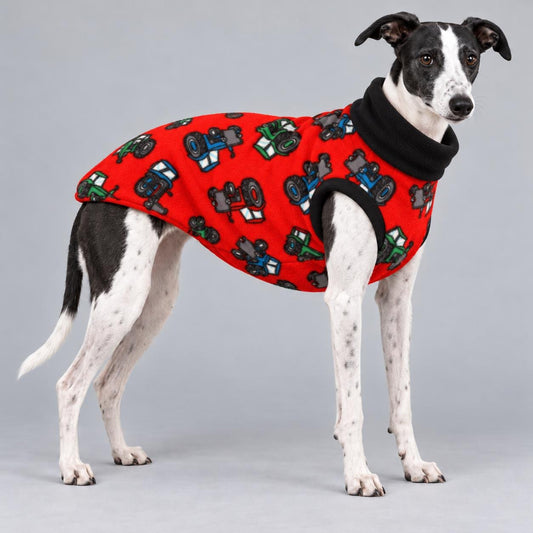 Whippet Fleece Jumper, Sleeveless Dog Coat with Turtle Neck, Two Tone Anti Pill Fleece, Handmade Dog Clothing