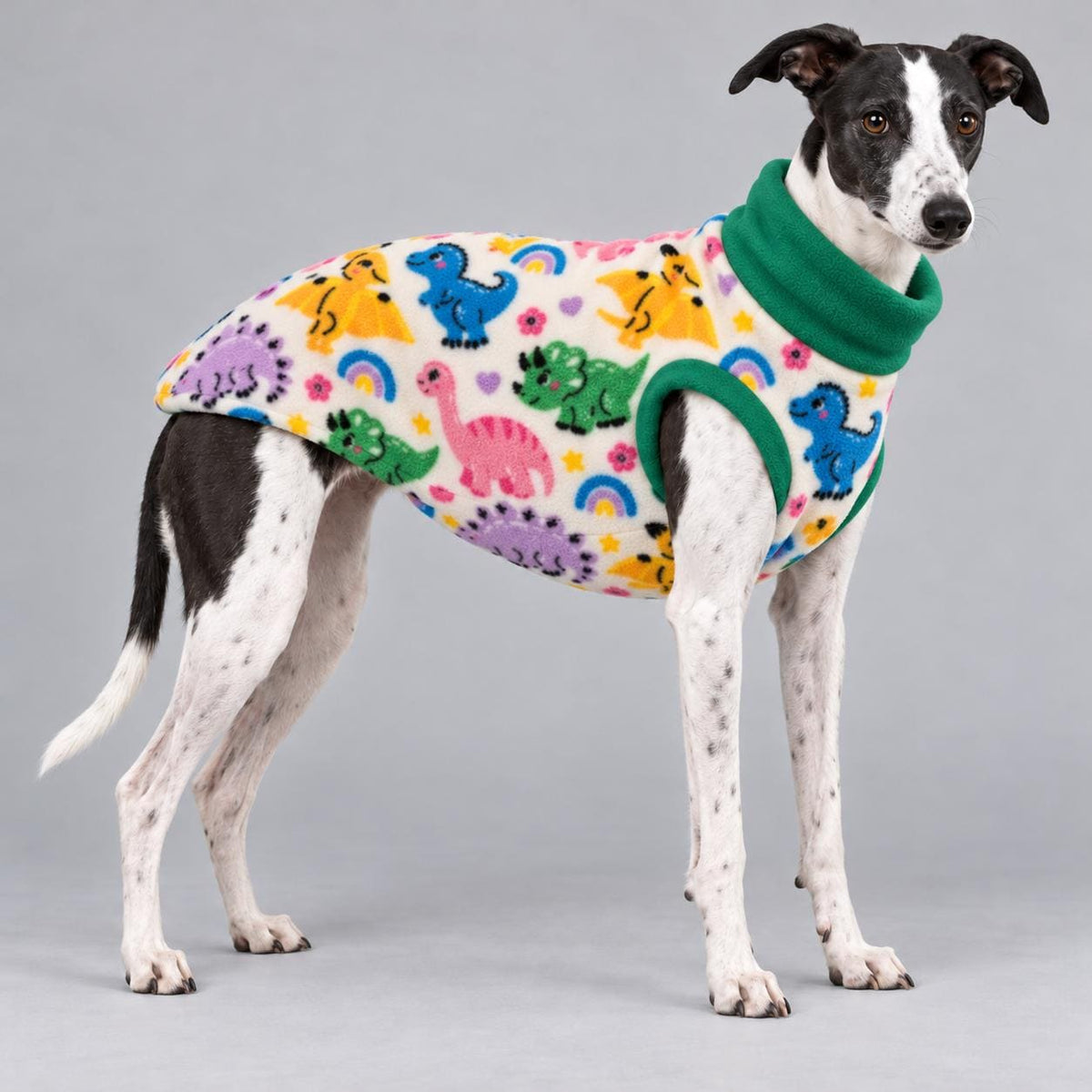 Whippet Fleece Jumper, Sleeveless Dog Coat with Turtle Neck, Two Tone Anti Pill Fleece, Handmade Dog Clothing